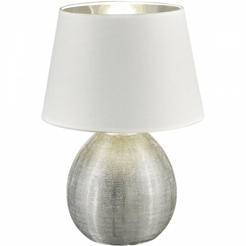 LED Tischlampe - Trion Lunola - E27 Sockel - Rund - Silber - Keramik