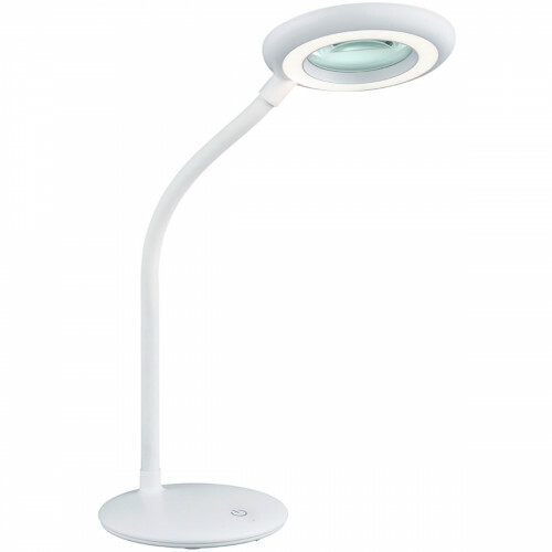 LED Tischlampe - Trion Dorano - Dimmbar - Lupe - USB Aufladbar - Flexarm - Weiß