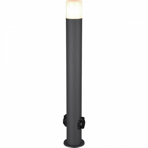LED Pollerleuchte mit Steckdose - Trion Hosina XL - E27 Sockel - Mattschwarz - Aluminium