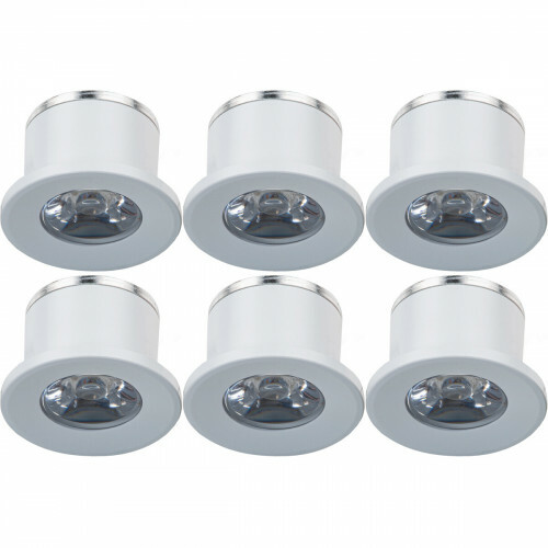 LED Veranda Spot Leuchten 6er Pack - 1W -  Universalweiß 4000K - Einbau - Rund - Mattweiß - Aluminium - Ø31mm