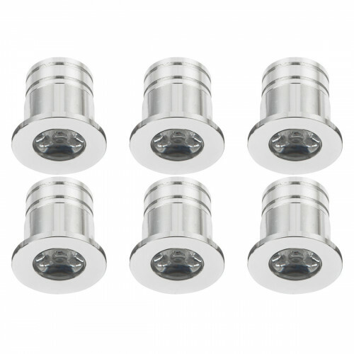LED Veranda Spot Leuchten 6er Pack - 3W - Warmweiß 3000K - Einbau - Rund - Silber - Aluminium - Ø31mm
