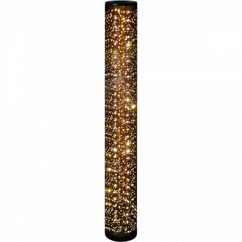 LED Stehlampe - Trion Tamara - 8W - Warmweiß 3000K - Sternenlicht - Rund - Matt Schwarz/Gold - Textil