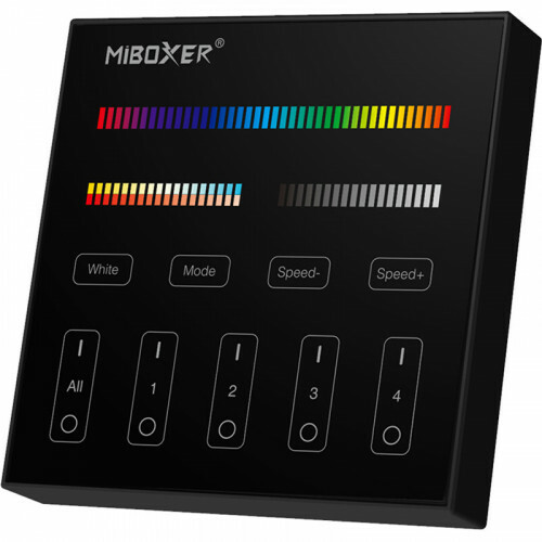 Mi-Light MiBoxer - Smart Touch Wandschalter - RGB+CCT - 4 Zonen - Matt Schwarz