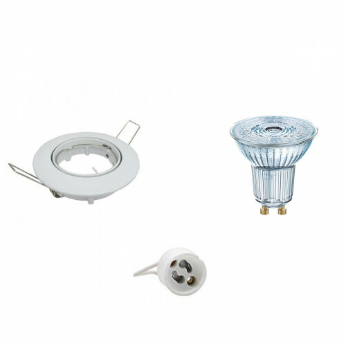 LEDVANCE - LED Spot Set - Parathom PAR16 930 36D - GU10 Sockel - Dimmbar - Einbau Rund - Glänzend Weiß - 5.5W - Warmweiß 3000K - Kippbar Ø82mm