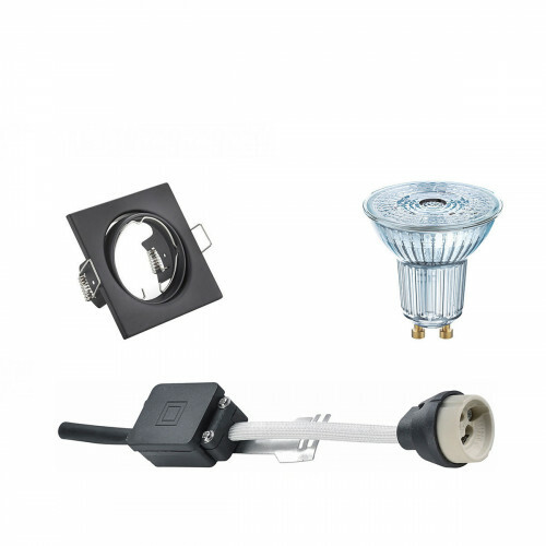 LEDVANCE - LED Spot Set - Parathom PAR16 940 36D - GU10 Sockel - Dimmbar - Einbau Quadratisch - Mattschwarz - 3.7W - Universalweiß 4000K - Kippbar 80mm
