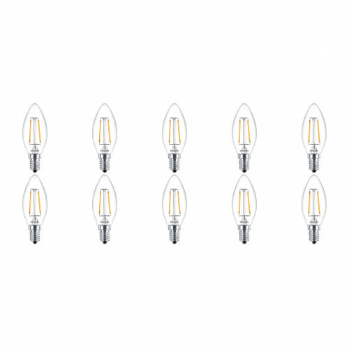 PHILIPS - LED Lamp 10er Pack Filament - Classic LEDCandle 827 B35 CL - E14 Sockel - 2W - Warmweiß 2700K | Ersetzt 25W