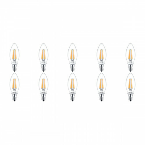 PHILIPS - LED Lamp Filament 10er Pack - Classic LEDCandle 827 B35 CL - E14 Sockel - Dimmbar - 5W - Warmweiß 2700K | Ersetzt 40W