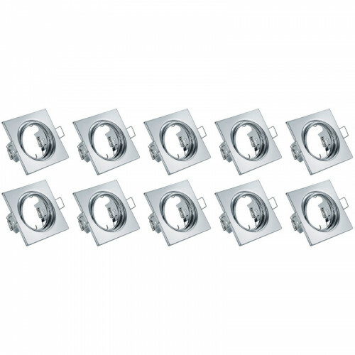 Einbauleuchte 10er Pack - Trion - GU10 Sockel - Einbau Quadratisch - Chrom Aluminium - Kippbar 80mm