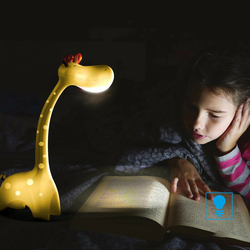 LED Kinder Tisch Lampe gelb Touch Dimmer Giraffe Tageslicht Leuchte verstellbar 