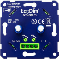EcoDim - LED-DUO-Dimmer - ECO-DIM.05 - Phasenabschnittdimmer RC - Doppel Unterputzdimmer - Doppeltaste - 0-100W