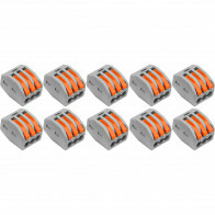 Verbindungsklemmen 10 Stück - 3 Polig mit Klemmen - Grau/Orange