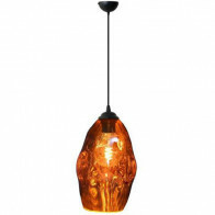 LED Hängelampe - Meteorum - Oval - Kupfer Glas - E27