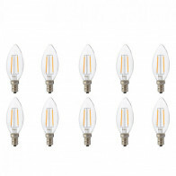 LED Lampe 10er Pack - Kerzenlampe - Filament - E14 Sockel - 4W - Warmweiß 2700K