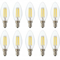 LED Lampe 10er Pack - Kerzenlampe - Filament - E14 Sockel - 6W Dimmbar - Warmweiß 2700K