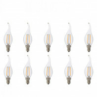 LED Lampe 10er Pack - Kerzenlampe - Filament Flame - E14 Sockel - 4W - Universalweiß 4200K