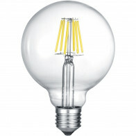 LED Lampe - Filament - Trion Globin - E27 Sockel - 6W - Warmweiß 3000K - Durchsichtig - Aluminium