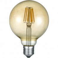 LED-Lampe - Filament - Trion Globin - E27 Fassung - 8W - Warmweiß 2700K - Dimmbar - Bernstein - Glas