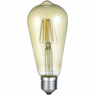 LED Lampe - Filament - Trion Kalon - E27 Sockel - 6W - Warmweiß 3000K - Bernstein - Aluminium
