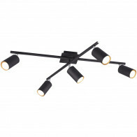 LED Deckenleuchte - Deckenbeleuchtung - Trion Mary - GU10 Sockel - 5-flammig - Rechteckig - Mattschwarz - Aluminium