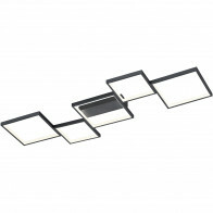 LED Deckenleuchte - Deckenbeleuchtung - Trion Soranto - 34W - Warmweiß 3000K - Dimmbar - Rechteckig - Mattschwarz - Aluminium