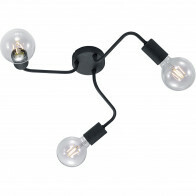 LED Deckenleuchte - Trion Dolla - E27 Sockel - 3-flammig - Rund - Mattschwarz - Aluminium