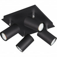 LED Deckenstrahler - Trion Mary - GU10 Sockel - 4-flammig - Quadratisch - Mattschwarz - Aluminium