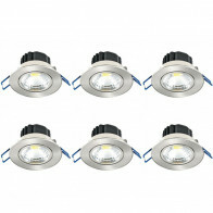LED Spot 6er Pack - Einbauspot - Lila - 5W - Tageslicht 6400K - Rund - Matt Chrom - Aluminium - Kippbar - Ø83mm