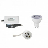 LED Spot Set - GU10 Sockel - Wasserdicht IP65 - Dimmbar - Einbau Quadratisch - Mattweiß - 6W - Universalweiß 4200K - 82mm