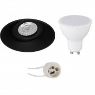LED Spot Set - Pragmi Nivas Pro - GU10 Sockel - Einbau Rund - Mattschwarz - 6W - Tageslicht 6400K - Trimless - Kippbar - Ø150mm