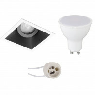 LED Spot Set - Pragmi Zano Pro - GU10 Sockel - Einbau Quadratisch - Mattschwarz/Weiß - 4W - Universalweiß 4200K - Kippbar - 93mm