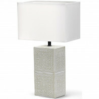 LED Tischlampe - Tischbeleuchtung - Aigi Astron XL - E14 Fassung - Quadrat - Matt Weiß - Keramik