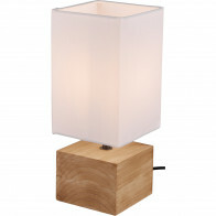 LED Tischlampe - Trion Wooden - E14 Sockel - Quadratisch - Mattweiß - Holz