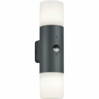 LED Außenwandleuchte - Trion Hosina - Bewegungsmelder - E27 Sockel - 2-flammig - Mattschwarz - Aluminium