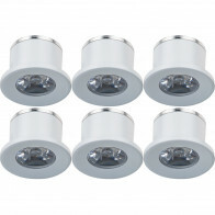 LED Veranda Spot Leuchten 6er Pack - 1W -  Warmweiß 3000K - Einbau - Rund - Mattweiß - Aluminium - Ø31mm