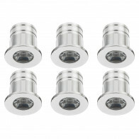 LED Veranda Spot Leuchten 6er Pack - 3W - Universalweiß 4000K - Einbau - Rund - Silber - Aluminium - Ø31mm