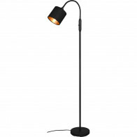 LED Stehlampe - Trion Torry - E14 Fassung - 1-flammig - Rund - Matt Schwarz/Gold - Aluminium - Max. 40W