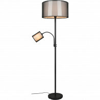 LED Stehlampe - Bodenbeleuchtung - Trion Bidon - E27 Fassung - 1-flammig - Rund - Matt Schwarz - Aluminium - Bis 60W