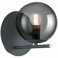 LED Wandlampe - Wandleuchte - Trion Pora - E14 Sockel - Rund - Mattschwarz Rauchglas - Aluminium