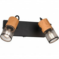 LED Wandfluter - Trion Yosh - E14 Sockel - 2-flammig - Rechteckig - Mattschwarz - Aluminium