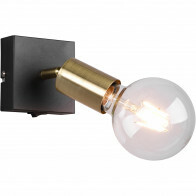 LED Wandspot - Trion Zuncka - E27 Fassung - Quadrat - Matt Schwarz/Gold - Aluminium