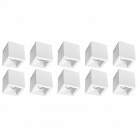 Aufbauspot 10er-Pack - Pragmi Cliron Pro - GU10 Fassung - Aufbau Quadrat - Matt Weiß - Aluminium - Vertieft - Ø90mm