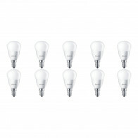 PHILIPS - LED Lamp 10er Pack - CorePro Lustre 827 P45 FR - E14 Sockel - 5.5W - Warmweiß 2700K | Ersetzt 40W