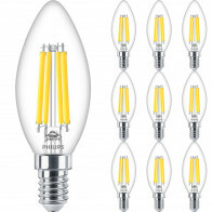 PHILIPS - LED-Lampe E14 10er-Pack - MASTER Value LEDcandle E14 Filament Klar 3.4W 470lm - 927 Sehr Warmweiß 2700K - Beste Farbwiedergabe - Dimmbar | Ersetzt 40W