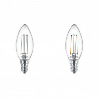 PHILIPS - LED Lampe Filament - Set 2 Stück - Classic LEDCandle 827 B35 CL - E14 Fassung - 2W - Warmweiß 2700K | Ersetzt 25W