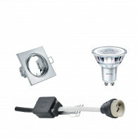 PHILIPS - LED Spot Set - CorePro 830 36D - GU10 Sockel - Dimmbar - Einbau Quadratisch - Chrom - 4W - Warmweiß 2700K - Kippbar 80mm