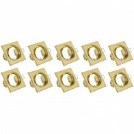 Einbauleuchte 10er Pack - Trion - GU10 Sockel - Einbau Quadratisch - Matt Gold Aluminium - Kippbar 80mm
