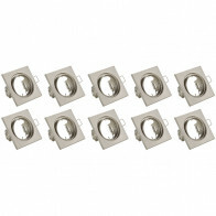 Einbauleuchte 10er Pack - Trion - GU10 Sockel - Einbau Quadratisch - Matt Nickel Aluminium - Kippbar 80mm