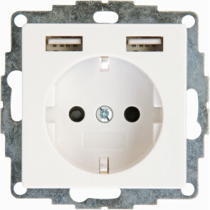 KOPP - Wandcontactdoos - Athenis - Inbouw - 1-voudig Stopcontact - 2-voudig USB Aansluiting - Randaarde - Kinderbeveiliging - Helder Glans Wit