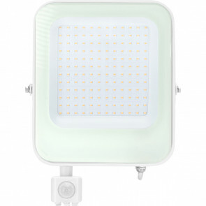 LED Bouwlamp 100 Watt met sensor - LED Schijnwerper - Aigi Sunny - Natuurlijk Wit 4000K - Waterdicht IP65 - Mat Zwart - Aluminium