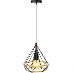 LED Hanglamp - Hangverlichting - Aigi Elsa - E27 Fitting - 1-lichts - Retro - Klassiek - Mat Zwart/Bruin - Aluminium
